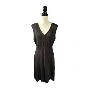 SALE Apt. 9 Black Sparkly Knit Sleeveless V-Neck Dress Party Evening Large NWT